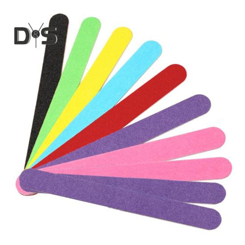 (multicolor) 10pcs Double-sided Wooden Nail File 100/180 Grit Men Women Gel Acrylic Fingernail Buffering File Emery Board Manicure Pedicure Tool