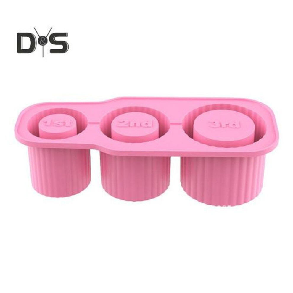 (pink, A) Silicone Ice Tray For Large Cubes Easy Release Hollow Cylinder Ice Mold Bpa-free Reusable Ice Maker For Freezer Whiskey Cocktail