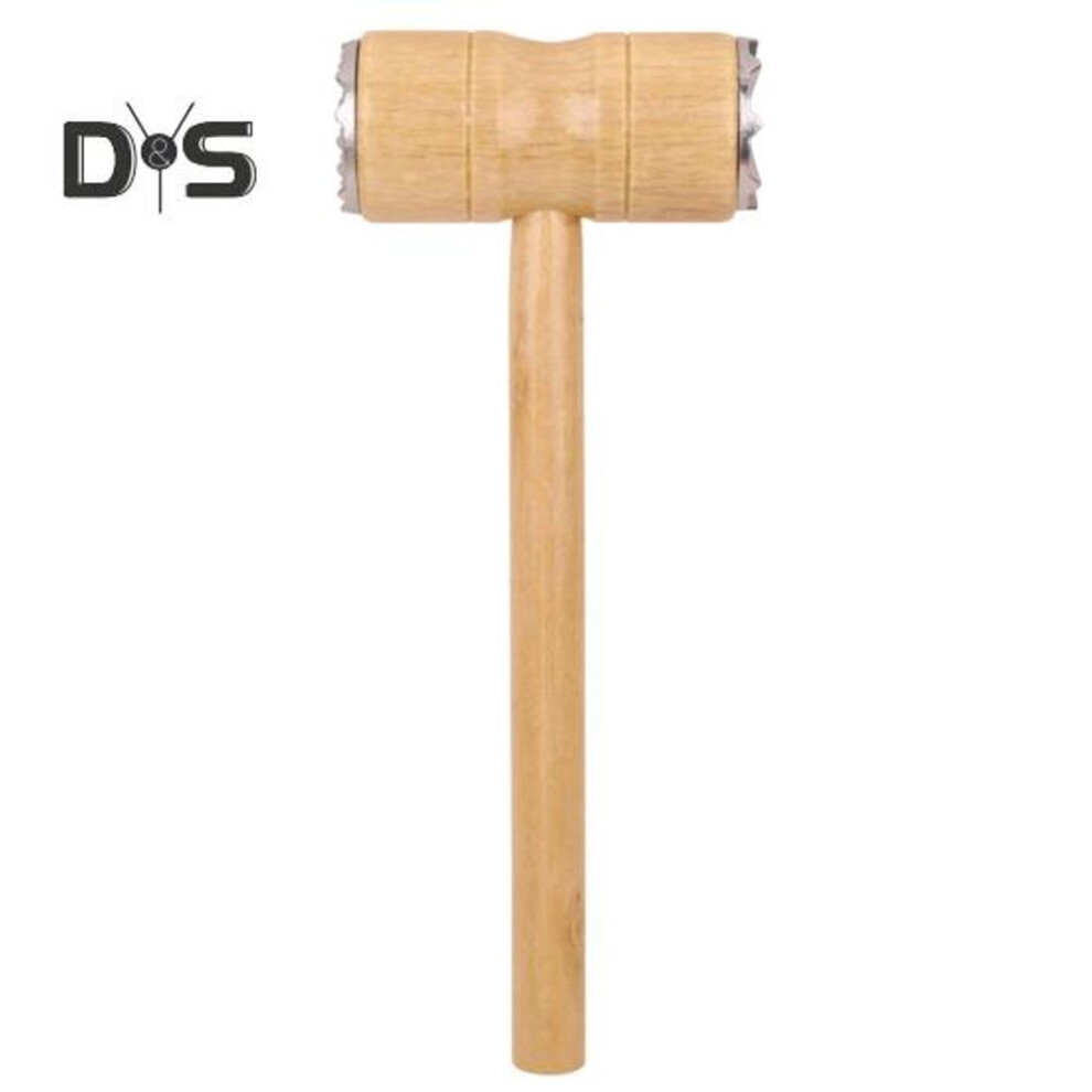 Double-sided Meat Tenderizer Hammer Comfortable Grip Wooden Long Handle Heavy Duty Steak Chicken Beef Poultry Mallet Pounder Flattener