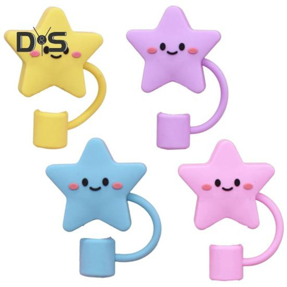 (as the picture, 4pcs) 4/5Pcs Silicone Straw Cover Hat Tumbler Cup Straw Topper Fits 30&40 Oz Tumbler with Handle10mm 0.4in Dust-Proof Reusable Straw Tips Lids