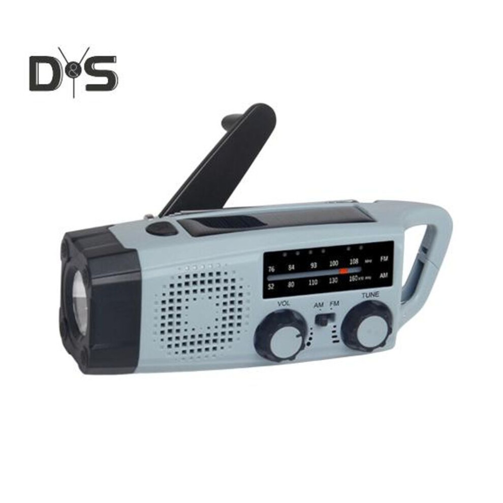 Solar Radio with Flashlight SOS Alarm Multipurpose Rechargeable Portable Emergency Radio Hand Crank AM/FM Radio