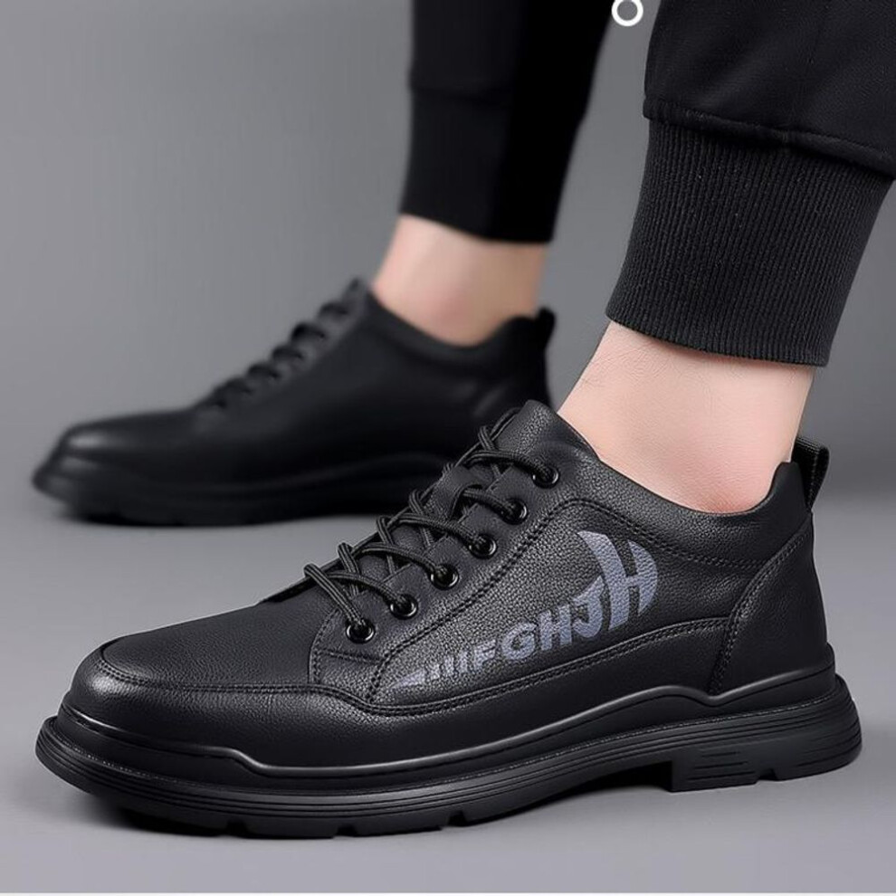 (black, 40) Designer Cow Leather Sneakers For Men Designer Soft Sole Breathable Sports Shoes Man Fashion Casual Light Shoes