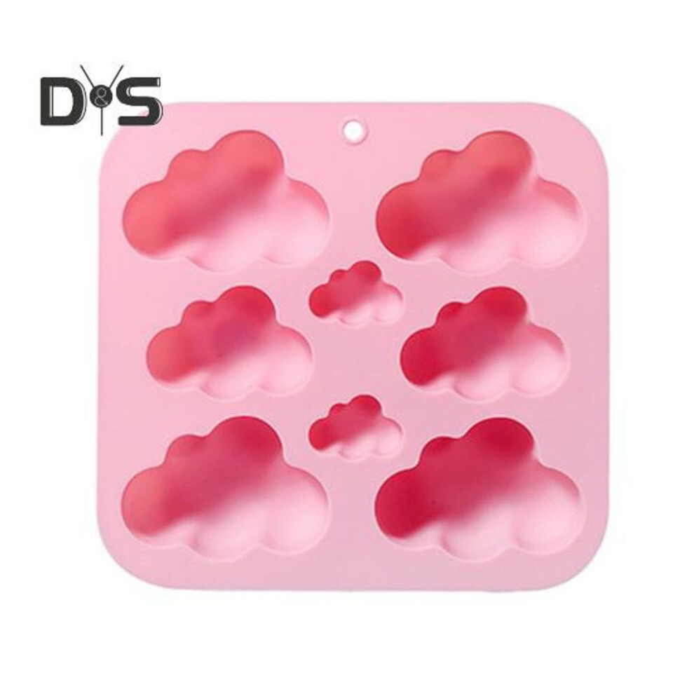 (pink) 8-Cavity Cloud Silicone Soap Mold Non-sticky Food Grade DIY Candle Resin Plaster Chocolate Biscuit Cake Ice Mould