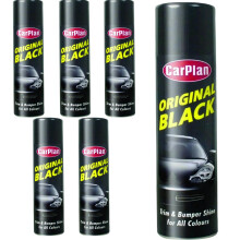 6 X CARPLAN ORIGINAL BLACK TRIM & BUMPER SHINE 500ML EACH