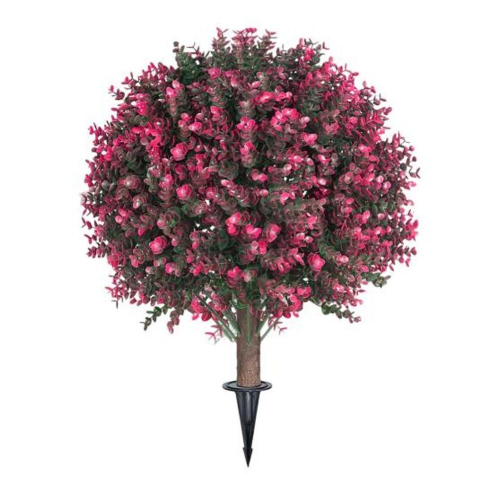 (as the picture, 1pc) 1/2Pcs Artificial Rose Boxwood Topiary Ball Tree with Stake UV Resistant Faux Greenery Shrubs Outdoor Garden Porch Patio Fake Boxwood Plants Bush