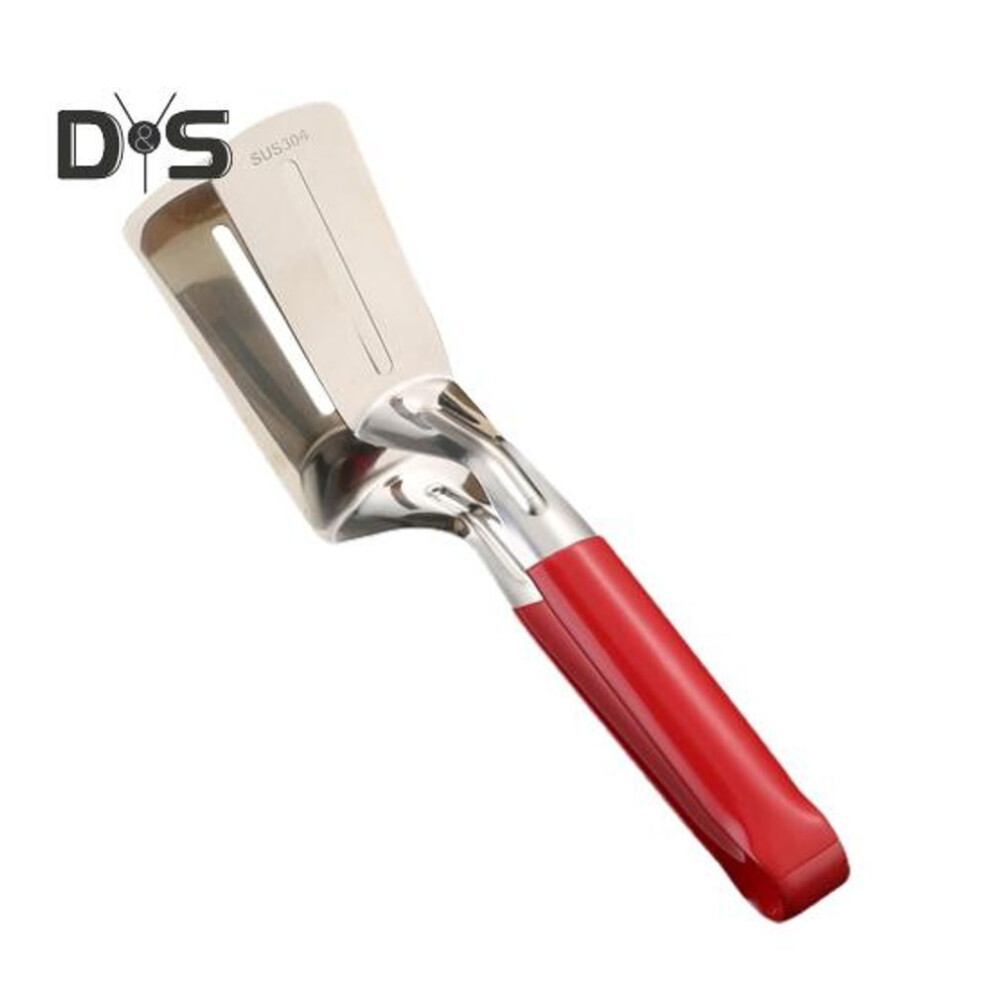 (as the picture, S) Stainless Steel Food Clip Slotted Anti-scald Anti-slip Rubber Handle Multifunctional Steak Meat Fish Frying Barbecue Serving Clamp Tong Spatula