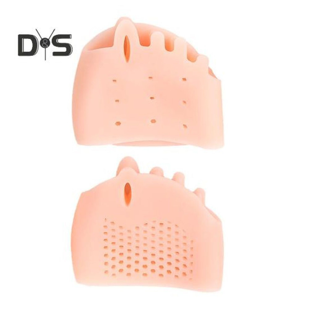 (beige) 1 Pair Silicone Toe Separators For Women Supportive Toe Spacers For Overlapping Toes Foot Corrector Forefoot Pad For Plantar Pain Relief