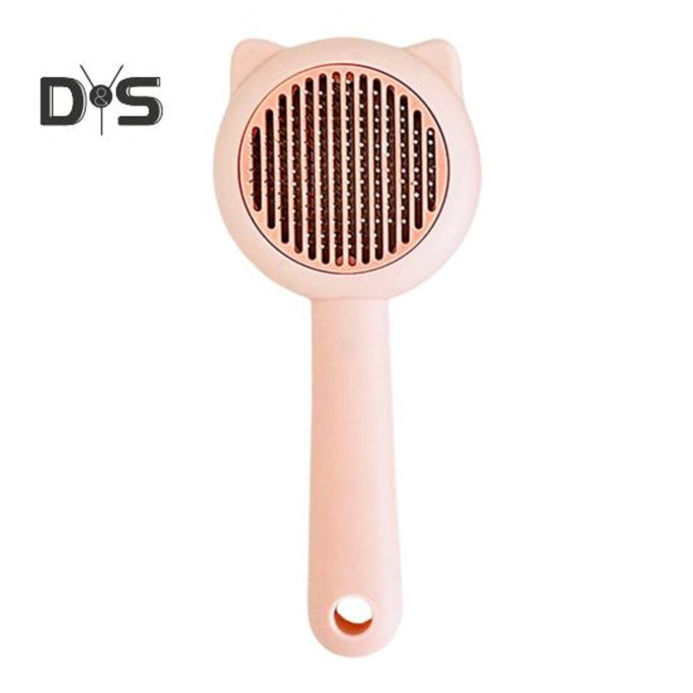(pink) Pet Slicker Brush Self Cleaning Shedding Brush Cat Floating Hair Removal Massage Comb Pet Grooming Accessory for Dogs Cats