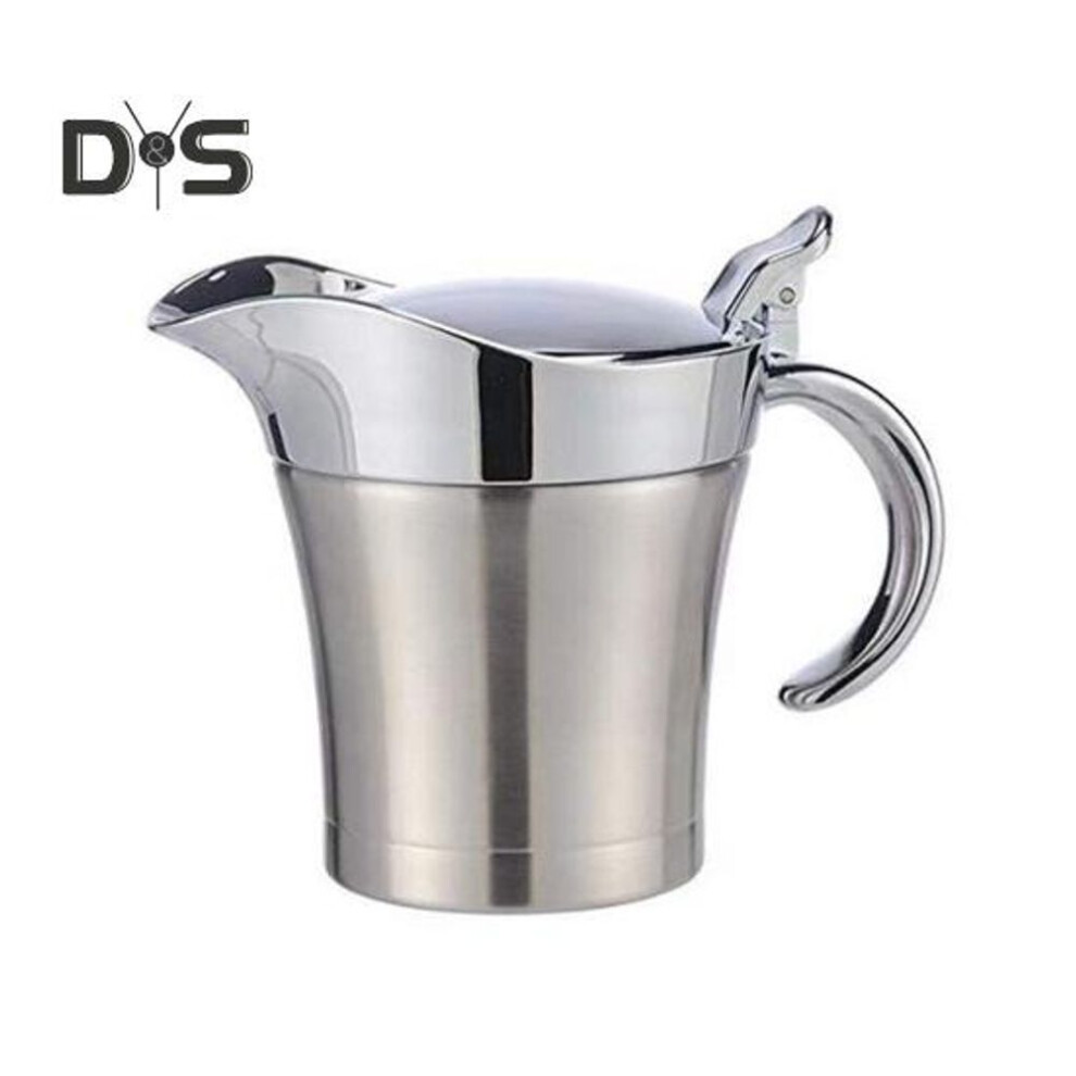 (as the picture, S) 500/750ml Sauce Pot With Lid & Handle Leak-proof Double Insulated Gravy Boat Food Grade Stainless Steel Gravy Container For Cream Salad Dressing