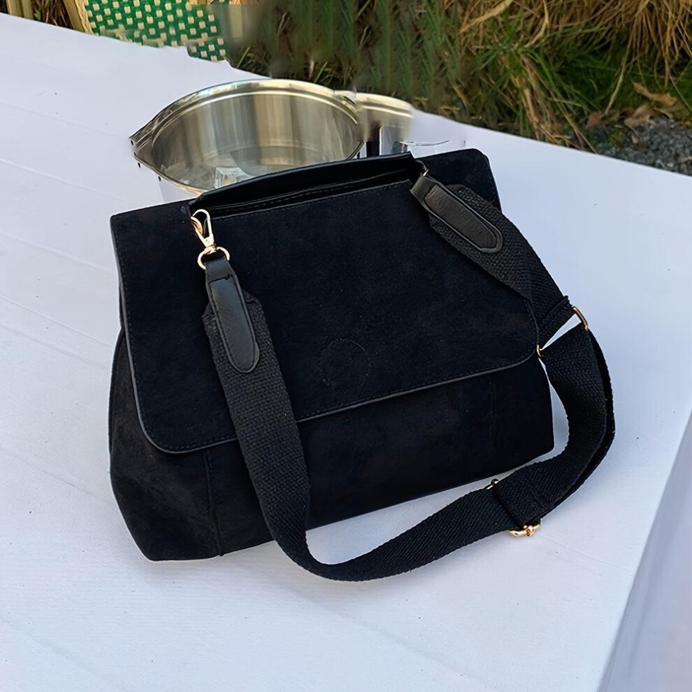 (black) Winter New Retro Suede Handbags For Women Crossbody Shoulder Bag Female Tote