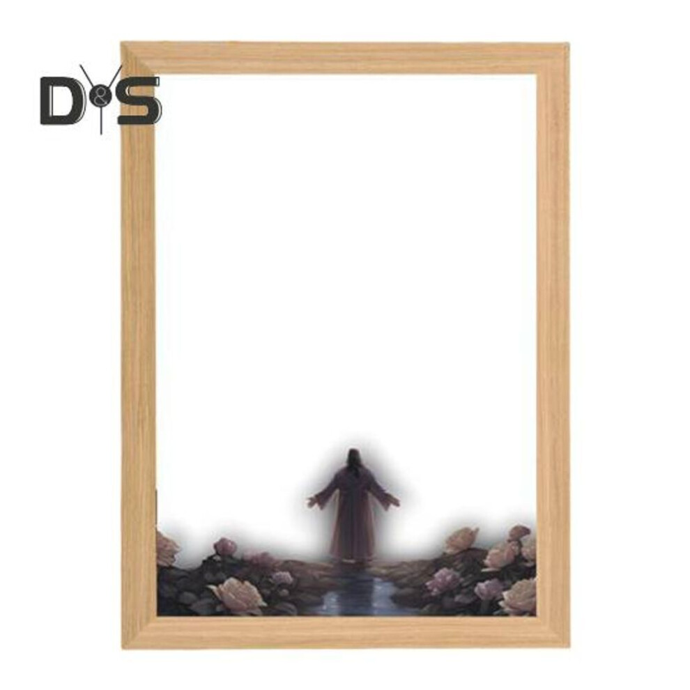 (as the picture, S H) Led Jesus Painting Night Light Dimmable Color Temperature Adjustable Decorative Illuminated 4d Led Painting Bedside Lamp