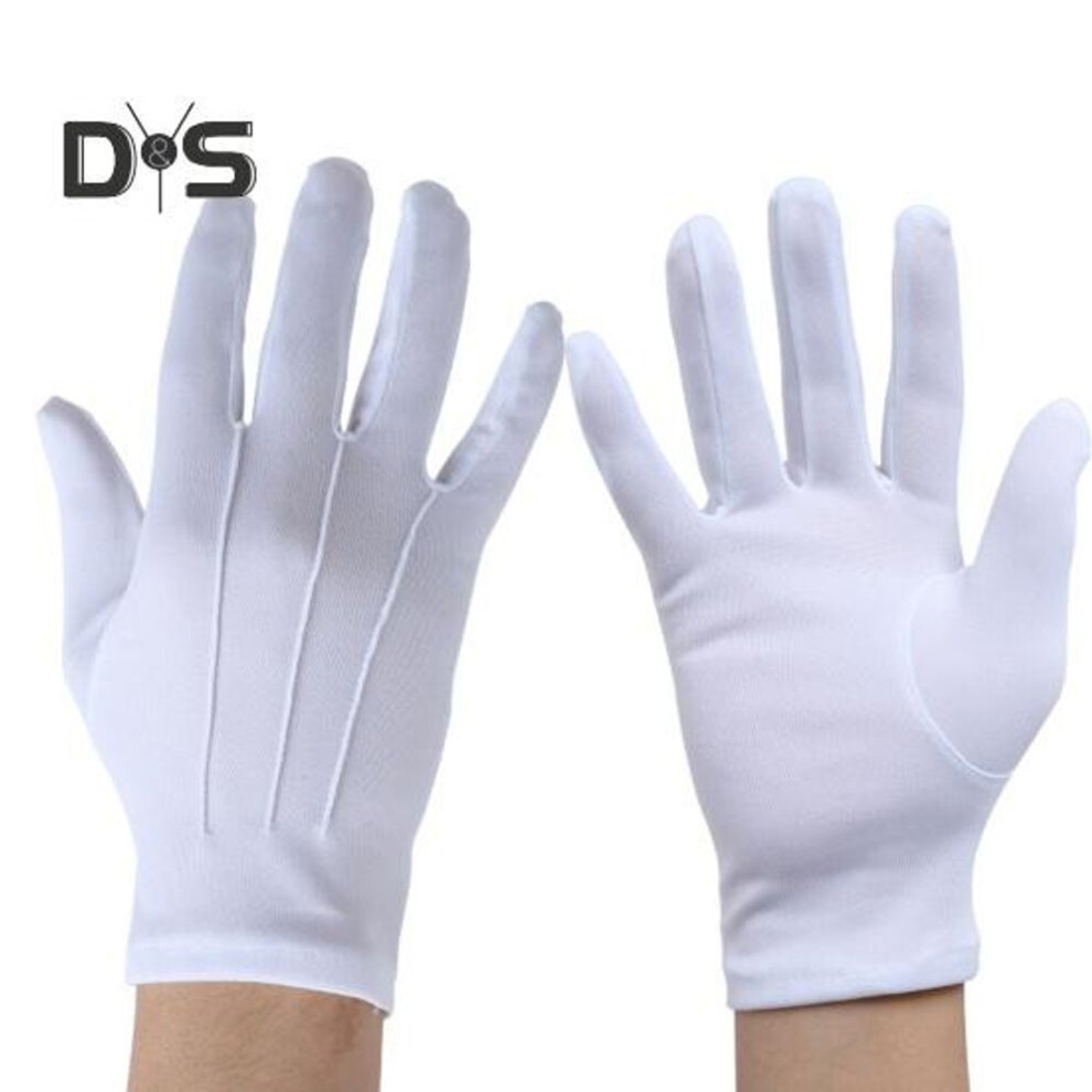 (as the picture, L A) White Gloves Formal Tuxedo Uniform Gloves for Men Women Butler Gloves for Cosplay Party Jewelry Inspection Ceremony Guard