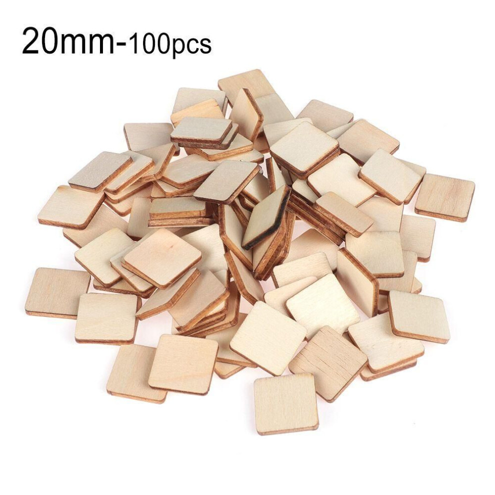 (20mm-100pcs) Party Supplies Diy Writing Scrapbooking Wooden Tags Ornament Blank Plaque Square Wood Pieces