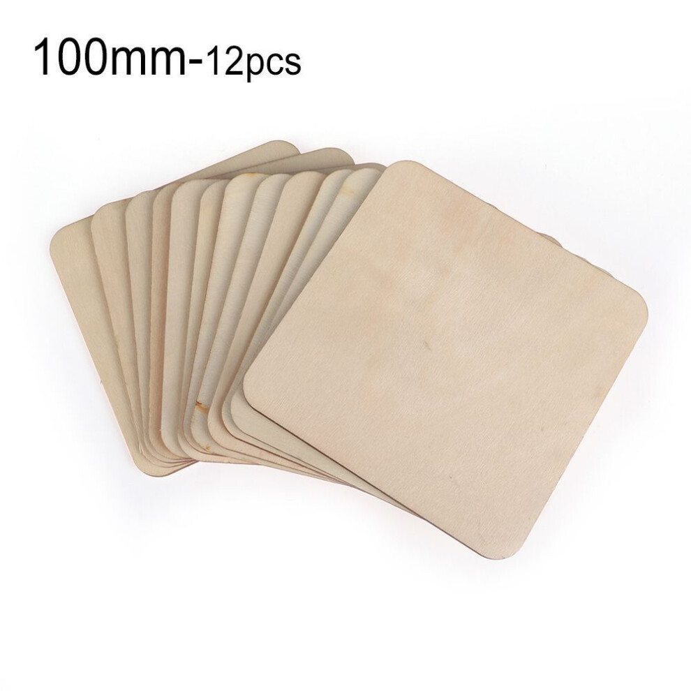 (100mm-12pcs) Party Supplies Diy Writing Scrapbooking Wooden Tags Ornament Blank Plaque Square Wood Pieces