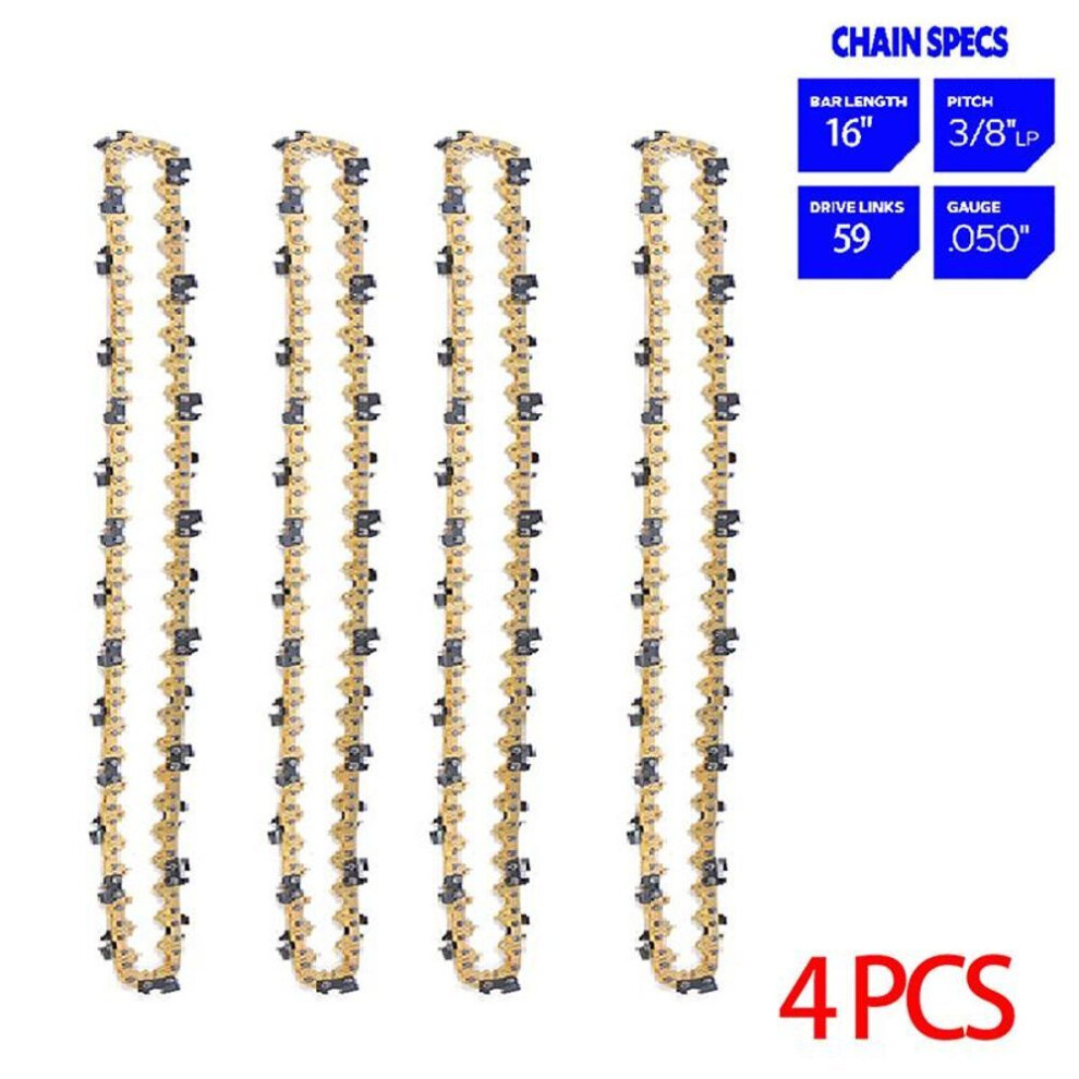 (4PCS) 1/2/3/4/6pcs 16 Inch Chainsaw Saw Chain Logging Blade Pruning Electric Saw Chain Accessories 59 Drive Link 29 Cutter 3/8" Lp Pitch .050