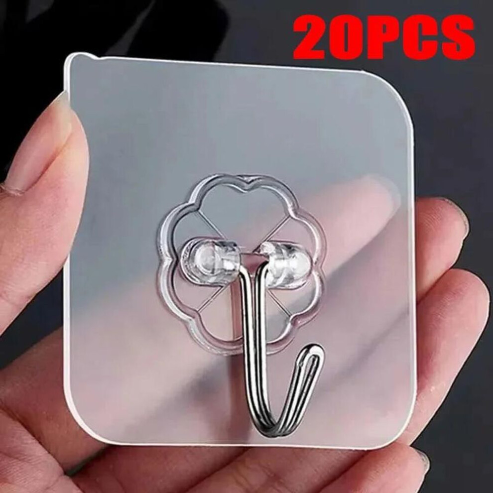 (30PCS) 50pcs Hooks Transparent Strong Self Adhesive Door Wall Hangers Hooks Suction Heavy Load Rack Cup Sucker For Kitchen Bathroom