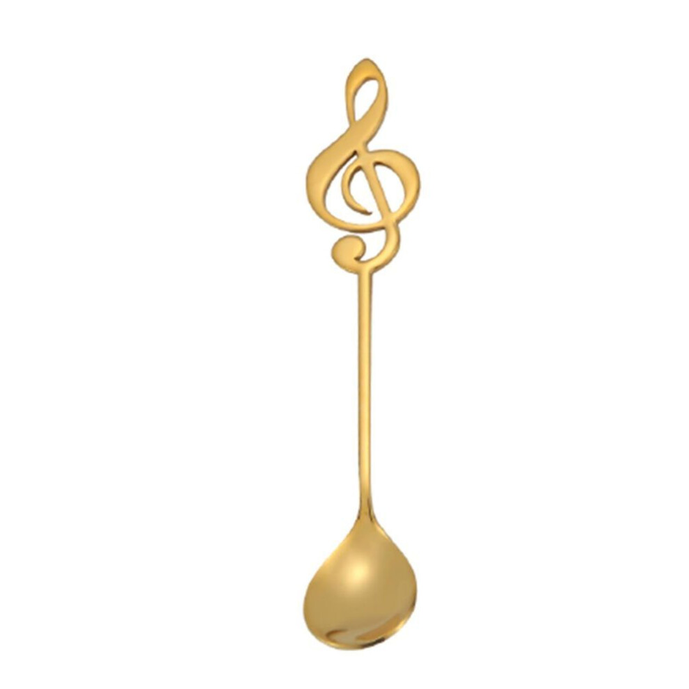 (golden) Sw Stainless Steel Musical Notes Coffee Milk Stirring Teaspoon Ice Cream Spoon
