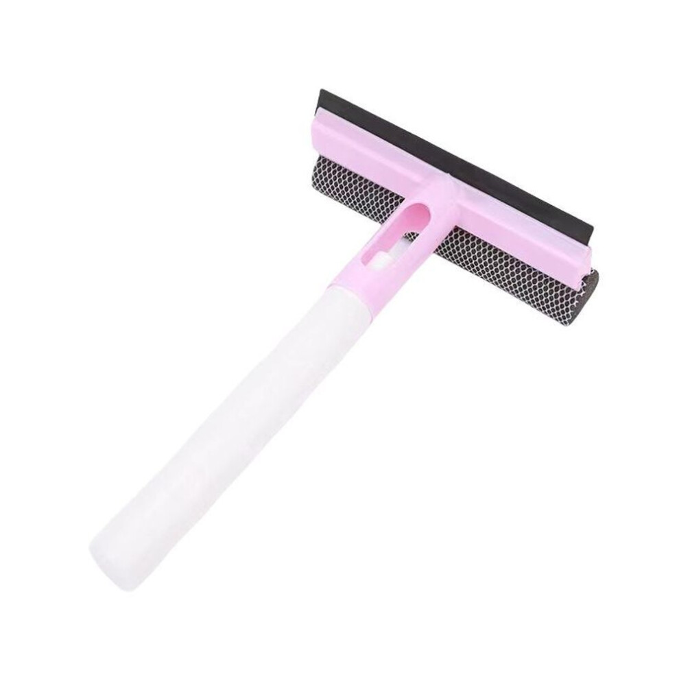 (pink) 1pc 3 In 1 Window Cleaning Brush Glass Wiper For Bathroom Mirror Window With Spray Double-sided Window Cleaner Squeegee Wiper