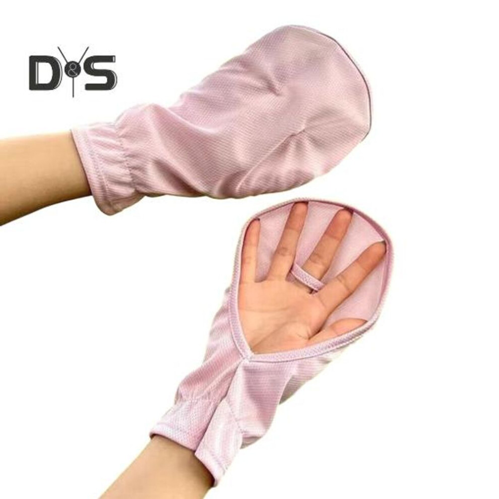 (pink) Sun Protection Gloves Breathable Cooling Fingerless Ice Silk Gloves Outdoor Sunshade Hand Cover For Women Men Driving Cycling