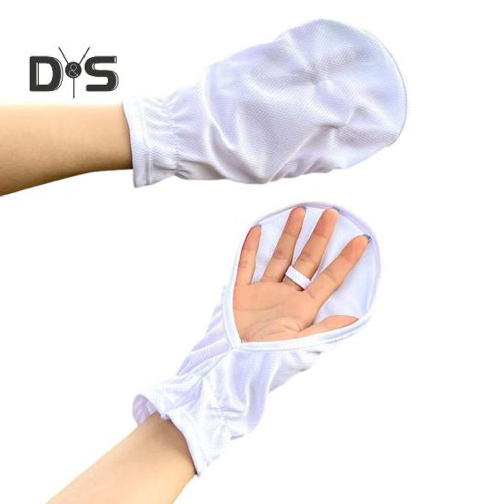 (white) Sun Protection Gloves Breathable Cooling Fingerless Ice Silk Gloves Outdoor Sunshade Hand Cover For Women Men Driving Cycling