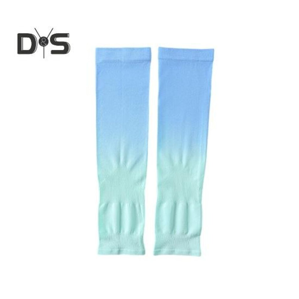 (blue,green) 1 Pair UV Protection Arm Sleeves Elastic Breathable Gradient Color Arm Sleeves Ice Cool Arm Cover for Outdoor Sports Driving Cycling