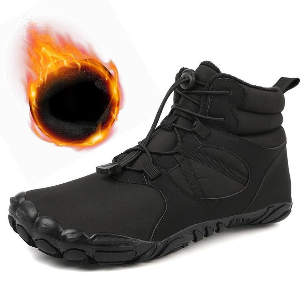(black, 38) Men's And Women's Winter Waterproof Non-slip High-top Snow Boots With Thick Velvet Lining And Five-finger Design For Mountaineering.