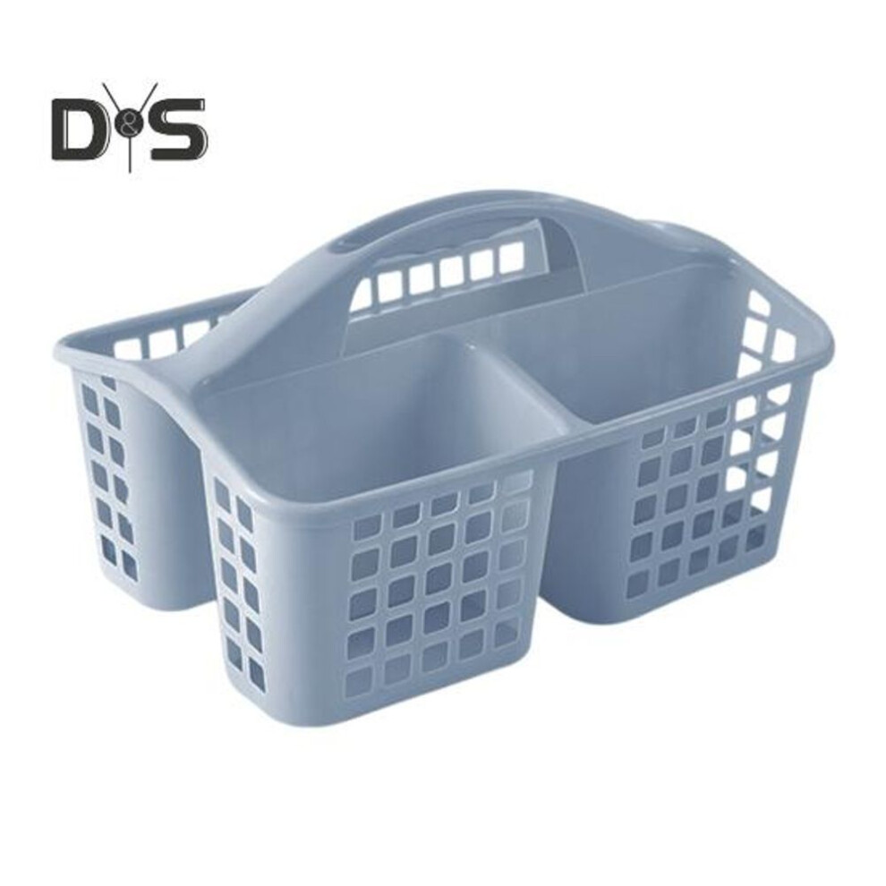 (blue) Bathroom Storage Basket Divided Grid Design Large Capacity Pp Plastic Portable Hollow Home Organizer