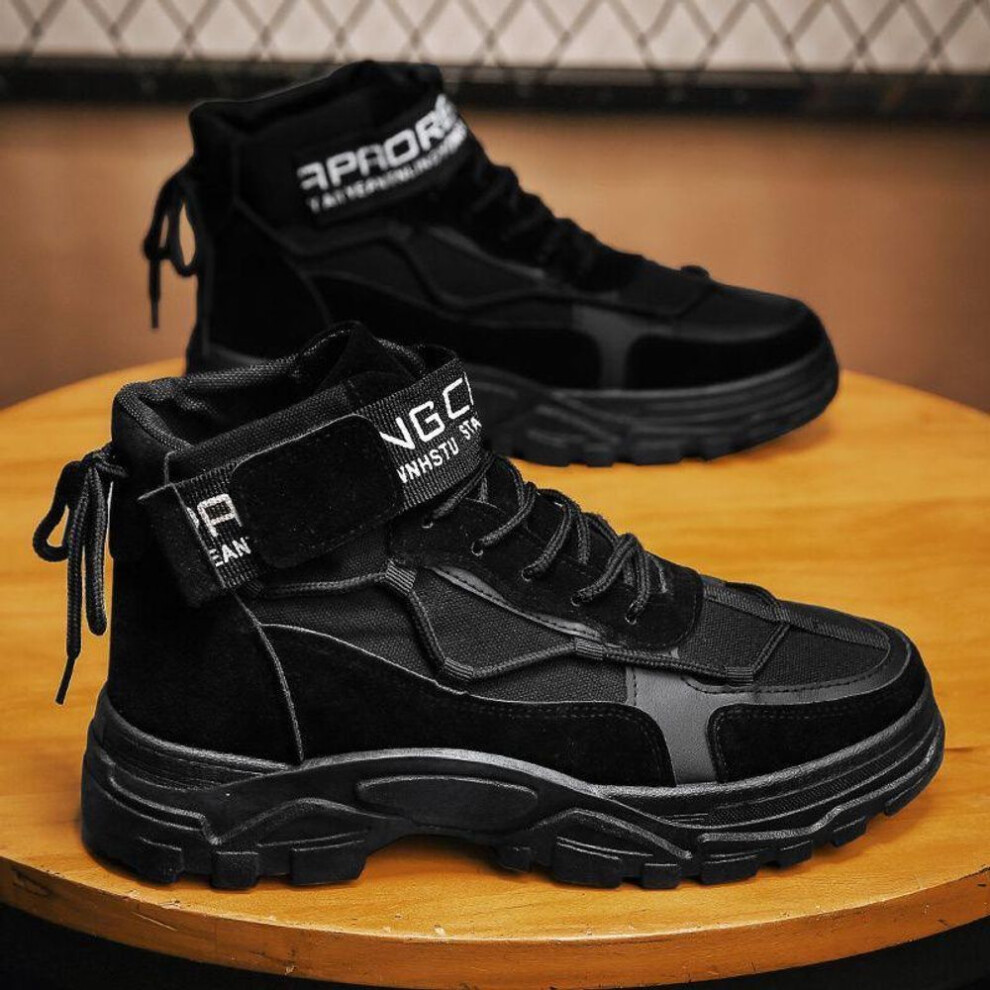(black, 44) Men's Martin Boots - High-Top Casual Workwear Shoes, British Style, All-Match Korean Fashion for Spring & Autumn.