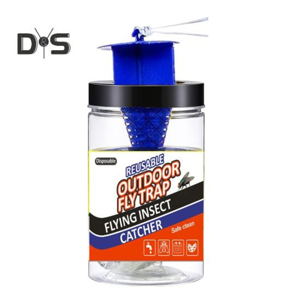 Reusable Fly Trap Jar Home Indoor Outdoor Large Capacity Transparent Portable Lightweight Long Lasting Fly Bait Catcher Bottle
