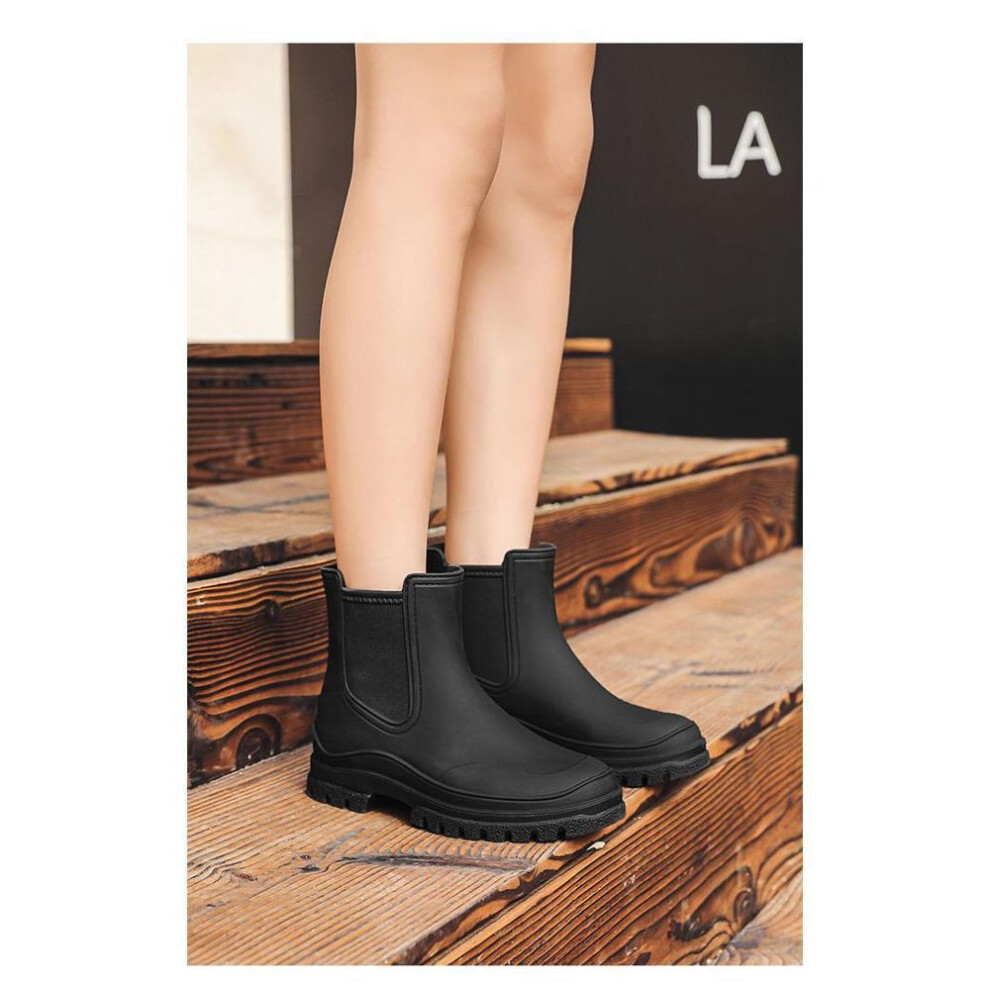(black, 39) Women's Chelsea Short Rain Boots: Non-slip, All-match Fashion Martin Boots For Adults