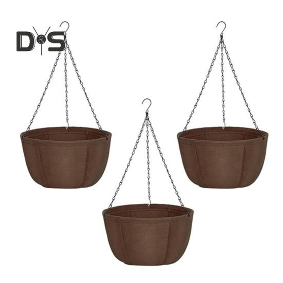 (as the picture, L 3pcs) 3 Pcs Outdoor Hanging Planters Fabric Flower Baskets With Metal Chains Breathable Hanging Pots For Orchids Ferns Balcony Porch Decor