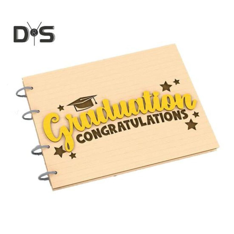 (as the picture, A) 2025 Graduation Guest Book Wooden Cover Memory Scrapbook Graduation Keepsake Memory Book For Diy Scrapbook Photo Album