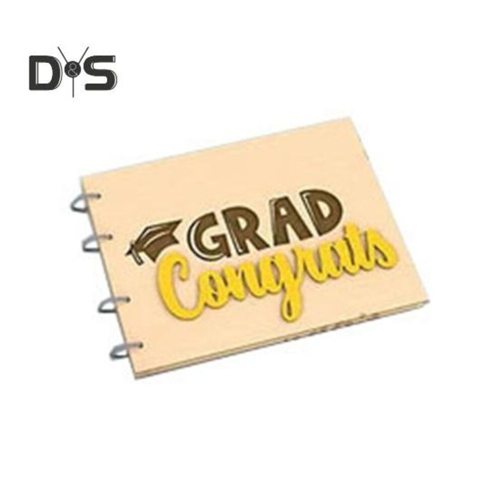 (as the picture, H) 2025 Graduation Guest Book Wooden Cover Memory Scrapbook Graduation Keepsake Memory Book For Diy Scrapbook Photo Album