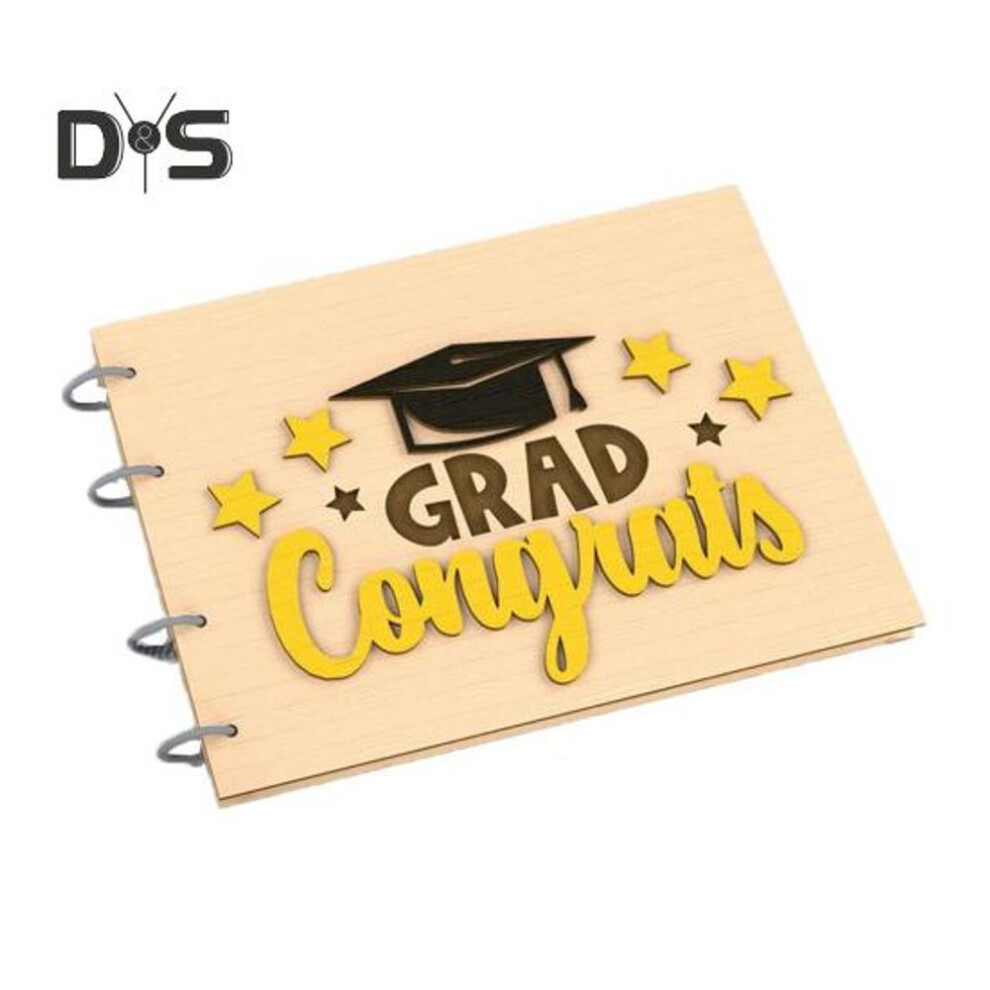 (as the picture, C) 2025 Graduation Guest Book Wooden Cover Memory Scrapbook Graduation Keepsake Memory Book for DIY Scrapbook Photo Album