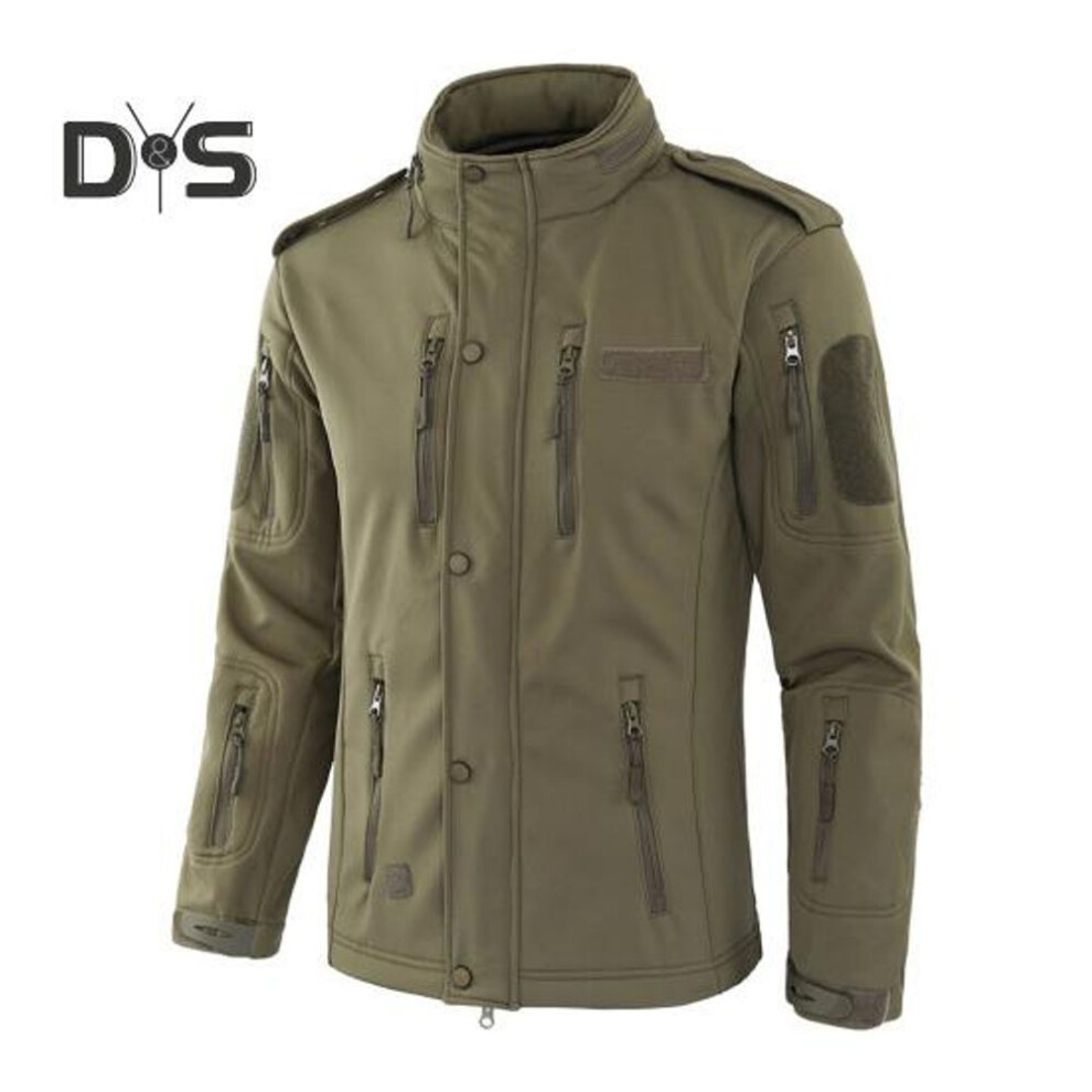(green, XXL) Outdoor Jacket Removable Hooded Long Sleeve Zipper Closure Jacket Coat with Multi Pockets Solid Color Zipper Placket Travel Hiking Outwear