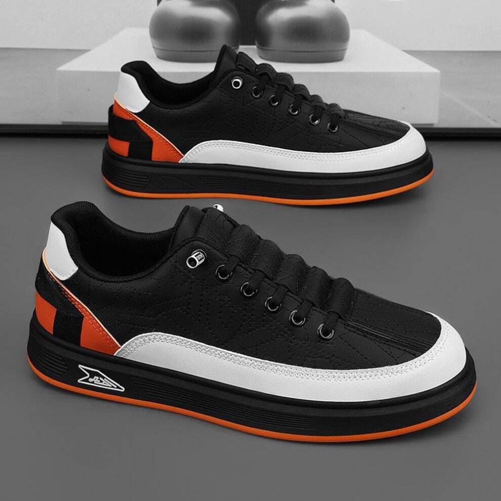 (black, 42) Men's Trendy Autumn Low-top Breathable Casual Slip-on Leather Sneakers