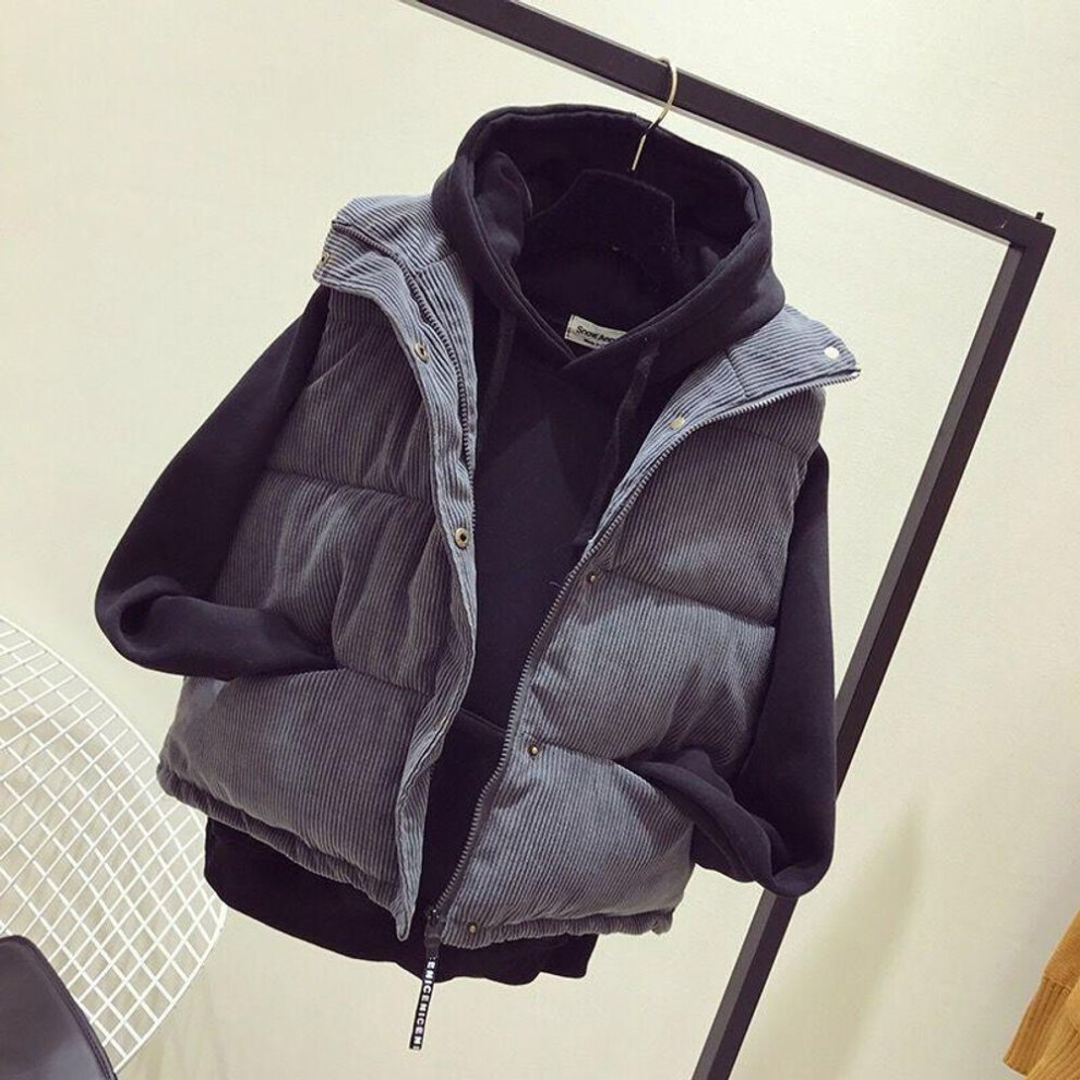 (grey, XXL) Vest for Women Cotton Autumn Winter Sleeveless Tops Vest Oversize Thickened Down Casual Vest
