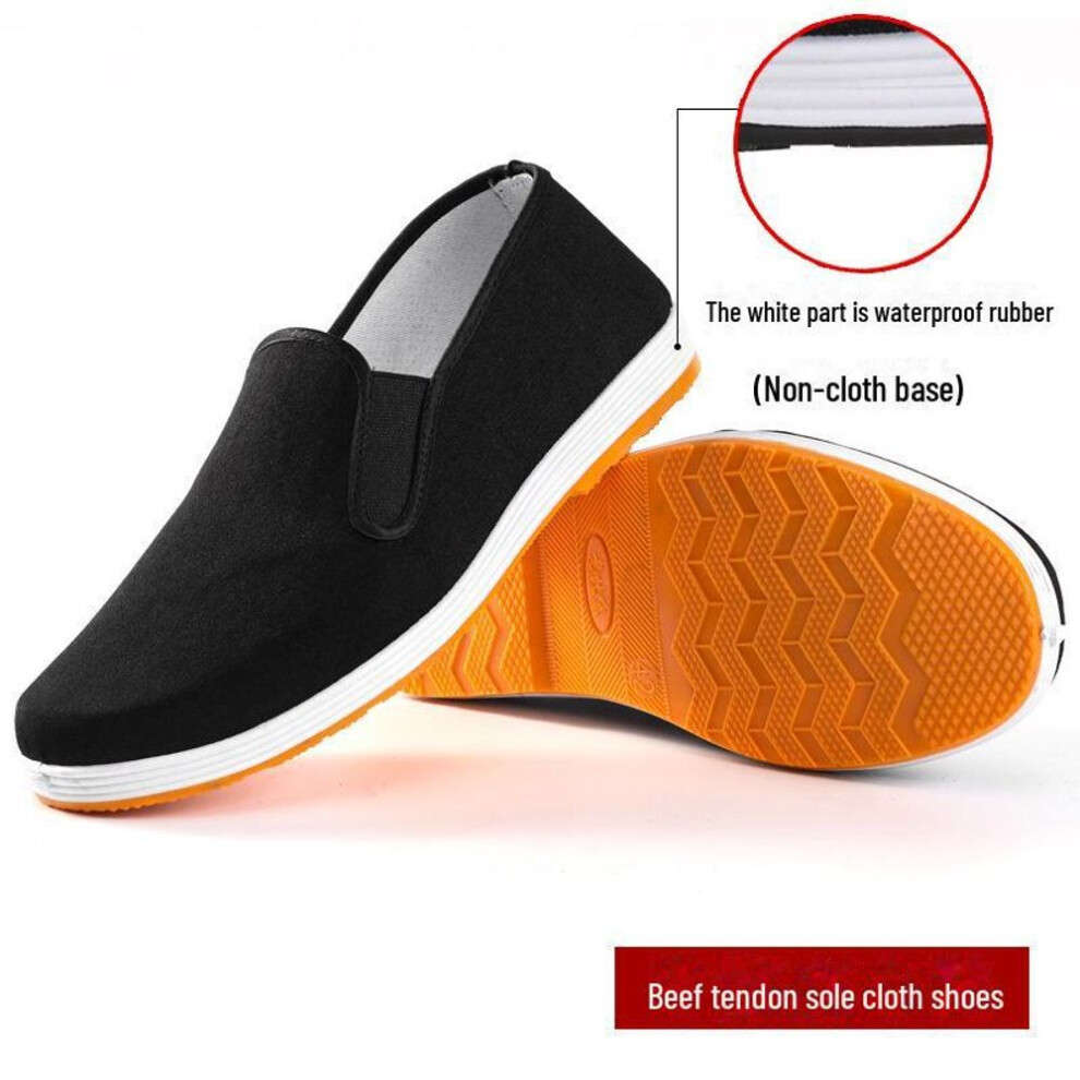 (as the picture, 38) Men's Slip-on Old Beijing Cloth Shoes, Cowhide Sole, Non-slip, Breathable, Wear-resistant, Comfortable Driving Shoes.