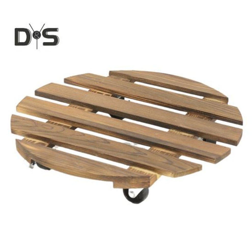 (as the picture, XL) Wooden Flower Pot Tray Round Plant Rolling Board Outdoor Weatherproof Plant Pot Base With 360 Rotating Wheels For Indoor Outdoor Potted Plants