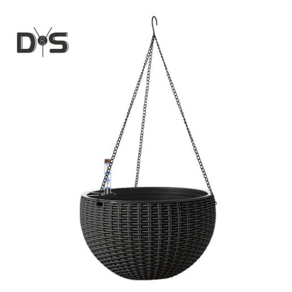 (black, L) Self Watering Hanging Planters Indoor Outdoor Thickened Hanging Basket Flower Pot With Water Level Indicator Hanging Plant Pot For Cacti Herbs