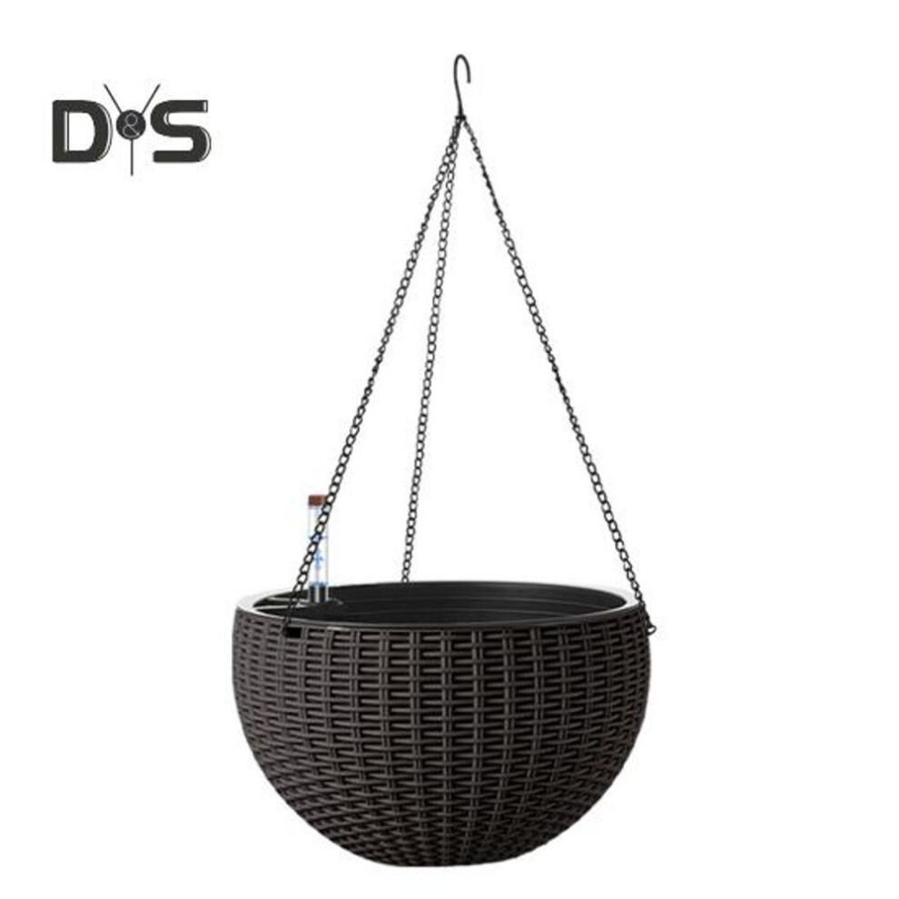(coffee, L) Self Watering Hanging Planters Indoor Outdoor Thickened Hanging Basket Flower Pot with Water Level Indicator Hanging Plant Pot for Cacti Herbs