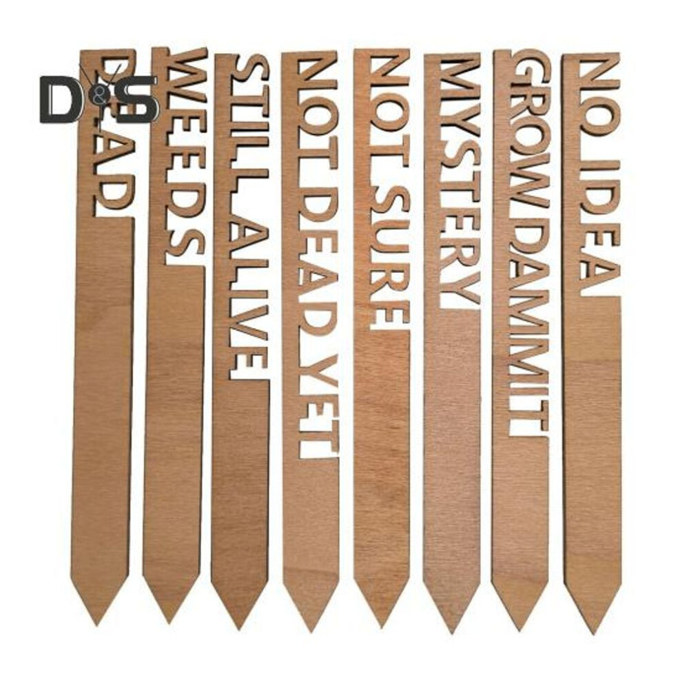 (as the picture, A) 8/ 12 Pcs Wooden Garden Markers Set Engraved Plant Tags Easy Insertion Garden Tag Board For Indoor Outdoor Plants