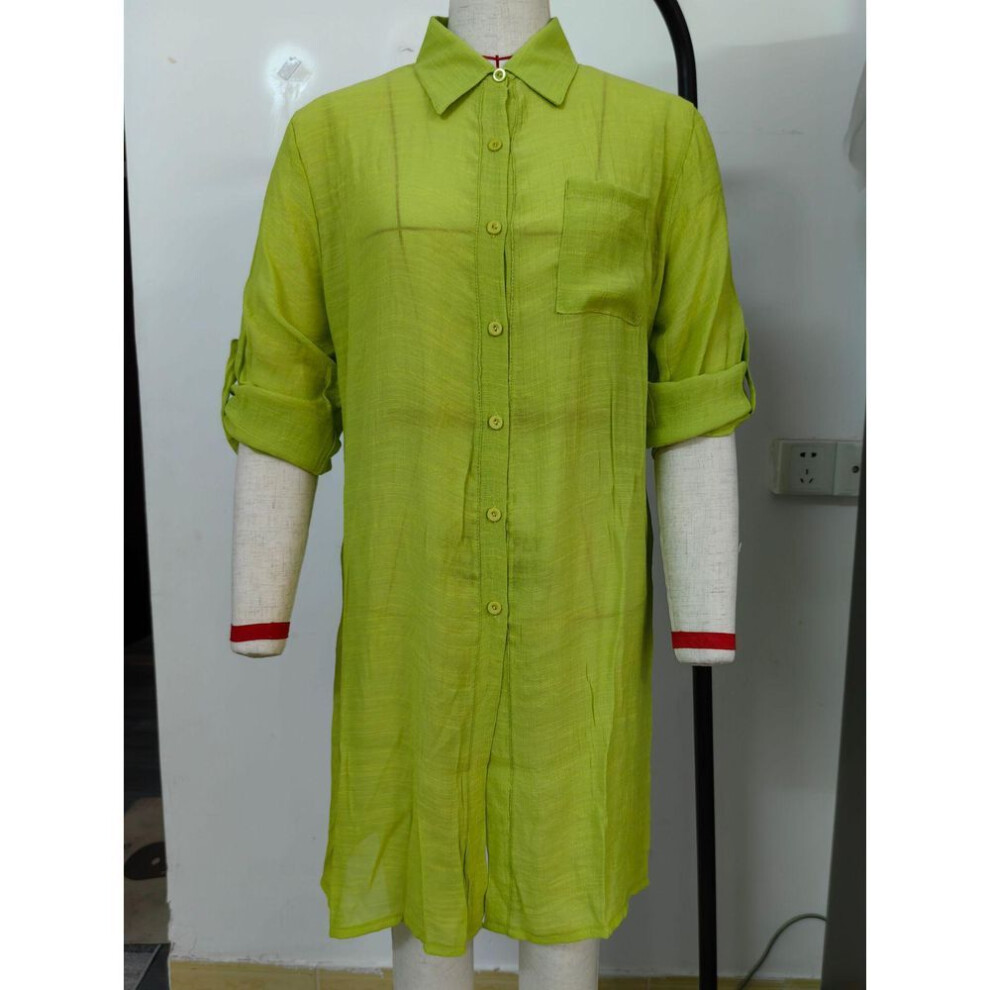 (One Size, yellow-green) European-American Style Bamboo Cotton Sun Protection Swimsuit Cover-Up