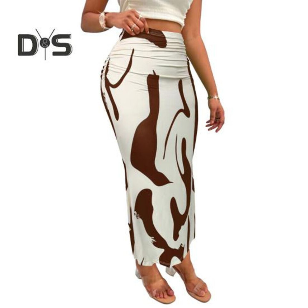 (XL, coffee) Women Fishtail Skirt Zebra Pattern Hip-covering Maxi Skirt High Waist Office Lady Long Skirt Work Leisure Daily Wear