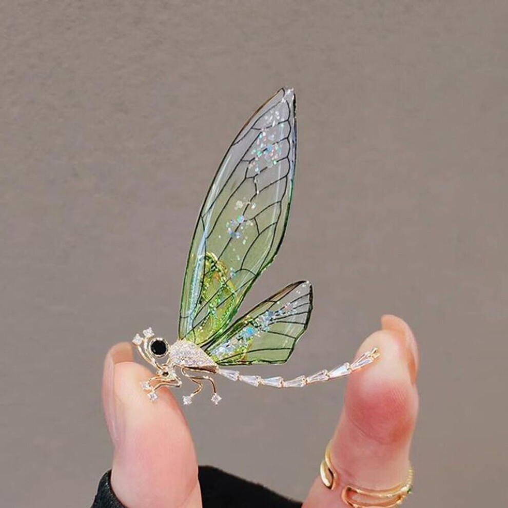 (green) Green Violet 2 Color Niche Design Senior Sense Dragonfly Brooch Light Luxury Suit Pin Personality  Corsage Accessories