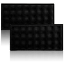 (As show, One size) Tebery 2 Pack Rubber Bar Mats 12" x 6" Black Bar Service Draining Mat (12" x 6" 2 Pack)