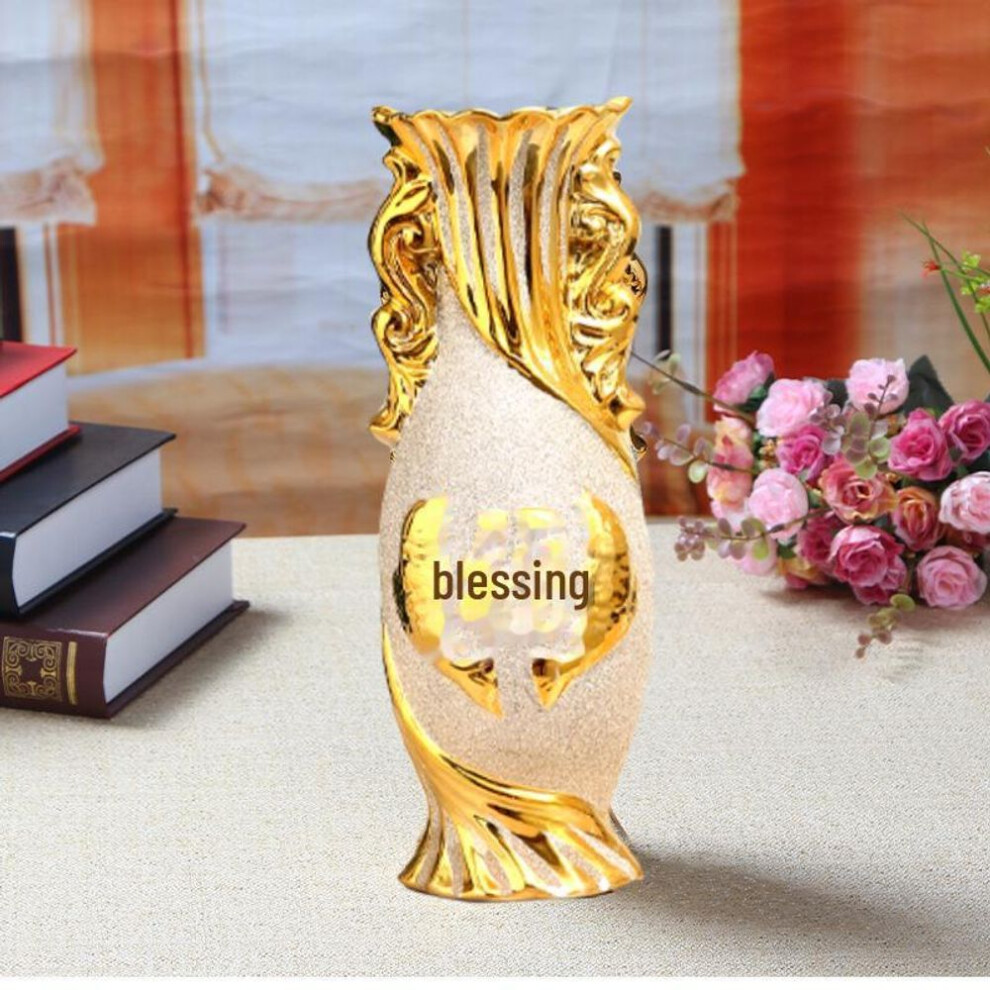 (gold, 9079) European Ceramic Vase Ornament, Gold Wedding Gift, Living Room Decoration, Soft Home Furnishing