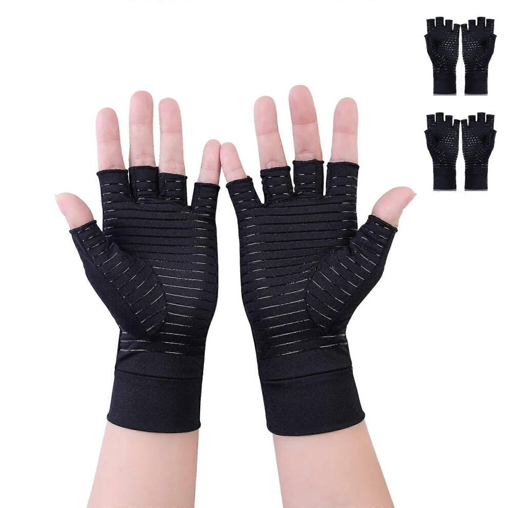 Kikidex (As Show, One Size) Osteoarthritis Gloves With Copper | Fingerless Rheumatism Compression Gloves | Arthritis Gaming Gloves | Tendonitis Rheumatic Pain
