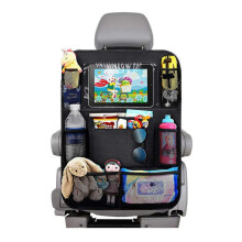 (As show, One size) piece backrest protector car children with 10 inch iPad/tablet pocket, 600D Oxford fabric waterproof car seat back seat organizer car seat protector b