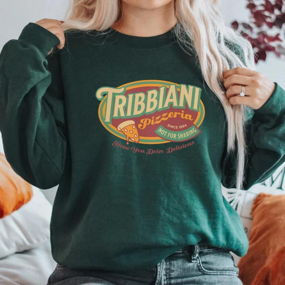 (M, dark green) Friends Sweatshirt Tribbiani Shirt Joey Friends Crewneck Sweatshirt Pizza Pullover Women Sweatshirts TV Show Friends Inspired